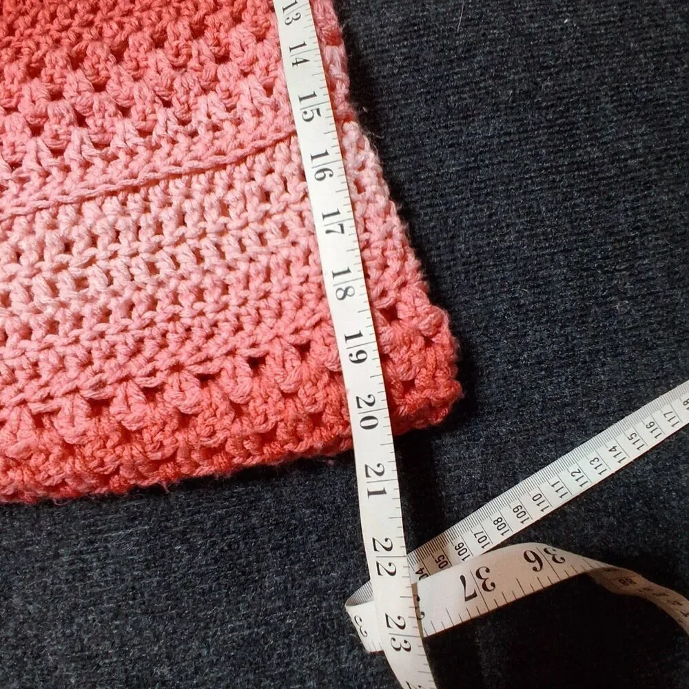 Handmade Crocheted Throw Blanket Pink Ombre 40x62 Cozy Cottagecore Home Decor